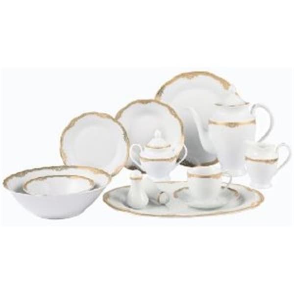 Lorenzo Import Lorenzo Import Catherine-57 57 Piece Wavy Edge Gold Trim Dinnerware Service for 8 By Lorren Home Trends Catherine-57 - main